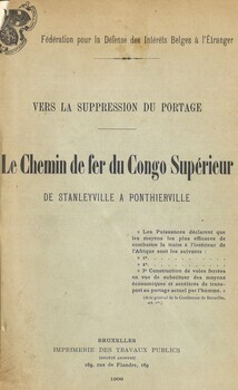 Vers la suppression du portage. Le chemin de fer du Congo supérieur de Stanleyville à Ponthierville