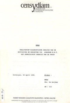 NMBS. Kwalitatief-diagnostische analyse van de motivaties en behoeften van jongeren m.b.t. het gebruik/niet gebruik van de trein