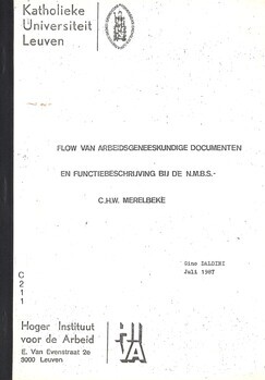 Flow van arbeidsgeneeskundige documenten en functiebeschrijving bij de NMBS-CHW Merelbeke.