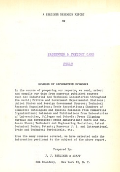 A Berliner research report on passenger and freight cars. Report n° 9619