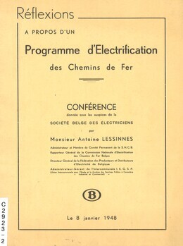 Réflexions à propos d'un programme d'électrification des chemins de fer