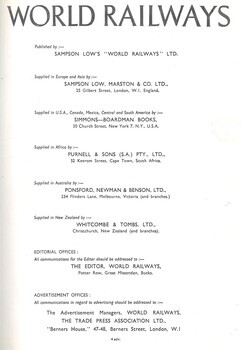 World railways. 1958-59. A world-wide survey of railway operation and equipment