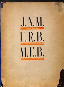 Jonction Nord-Midi. Urbanisation, reconstruction de Bruxelles. Métropolitain électrique de Belgique
J.N.M.
U.R.B.
M.E.B.
